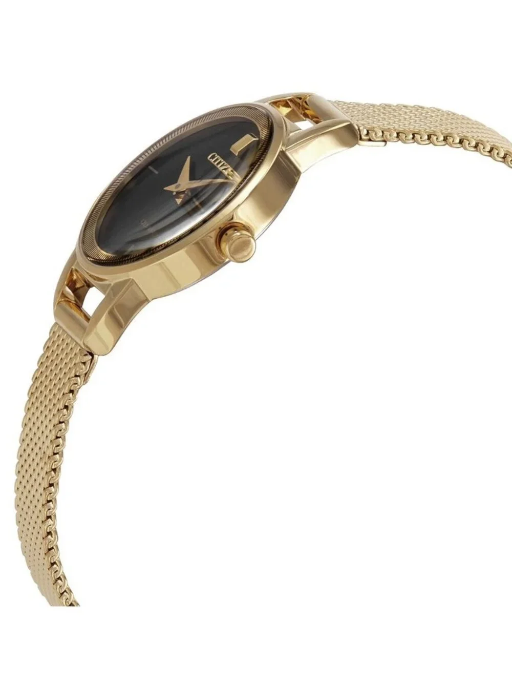 NWT Citizen Gold-Tone Stainless Quartz Black Dial Ladies Watch